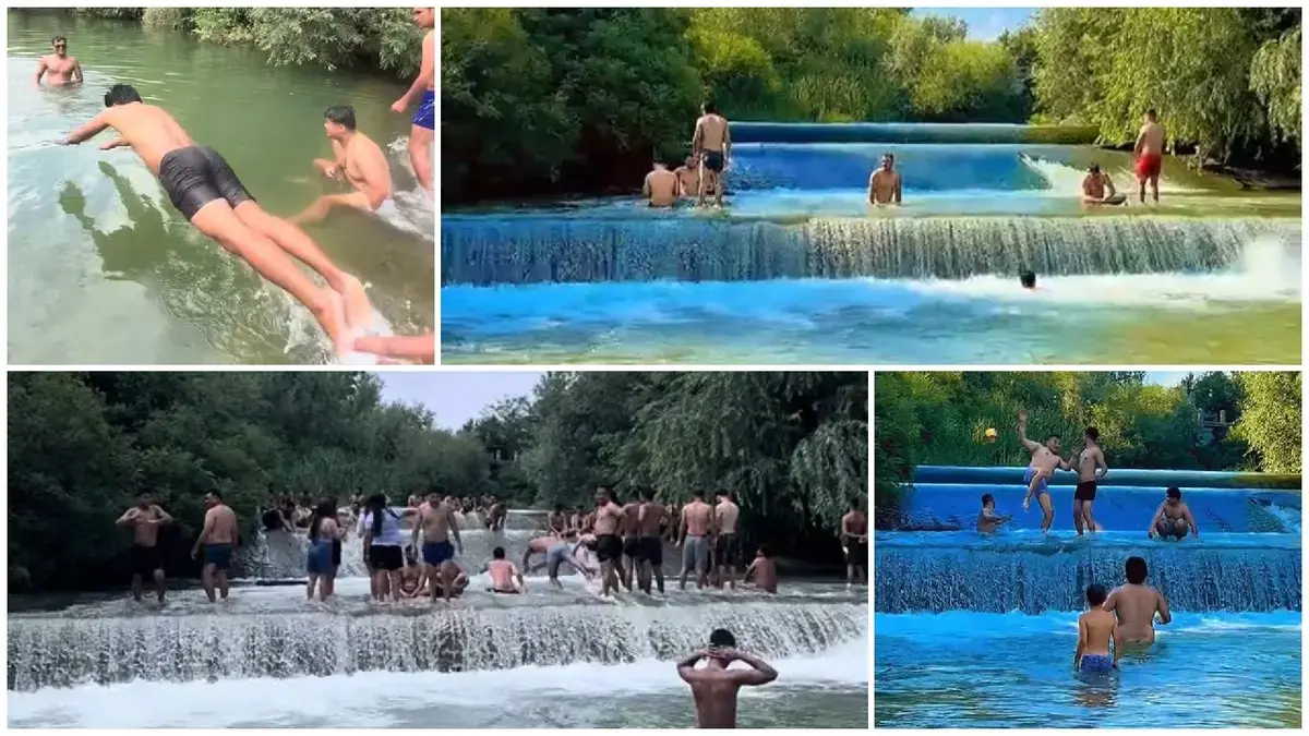 Nepalezii din București și-au găsit locul preferat pentru răcorire. S-au adunat cu zecile, au intrat în apă și au făcut picni